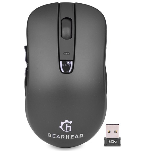 GearHead MBT9950BLK 6-Button Dual Mode Bluetooth Wireless Optical Nano Scroll Mouse (Black)