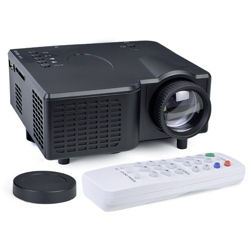Mini LED Lamp LCD Image Projector 320x240 native 40 Lumens 8-80" Display w/HDMI VGA USB SD Slot & Remote (Black)