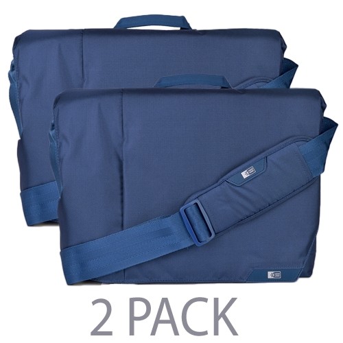 (2-Pack) Case Logic MLM-114 Nylon Laptop Tablet Carrying Bag w/Shoulder Strap - Fits 14.1" Laptop & 10.1" Tablet (Blue)