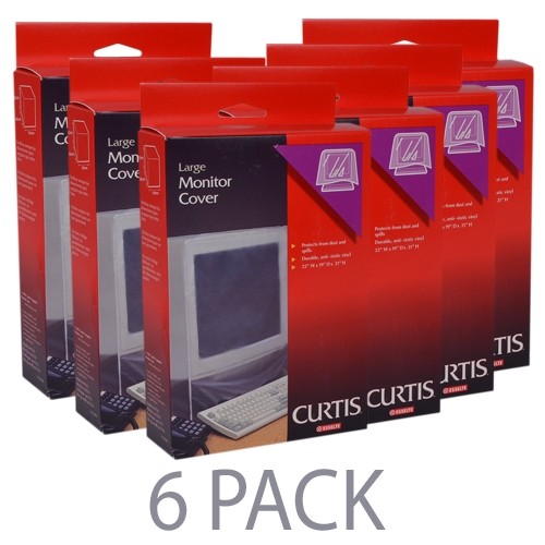 (6-Pack) Curtis 67613 Large Vinyl Plastic Monitor Cover - 22"x19"x21 - Protects from Dust & Spills!
