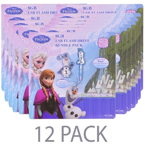 (12-Pack) Disney Frozen Olaf 8GB USB Flash Drive & 2-in-1 8GB Pen Drive Bundle (16GB Total)