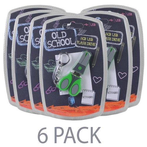 (6-Pack) Vivitar Old School Scissors 8GB USB 2.0 Flash Drive w/Keychain Attachment