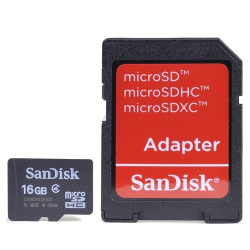 SanDisk 16GB Class 4 microSDHC Memory Card w/SD Adapter