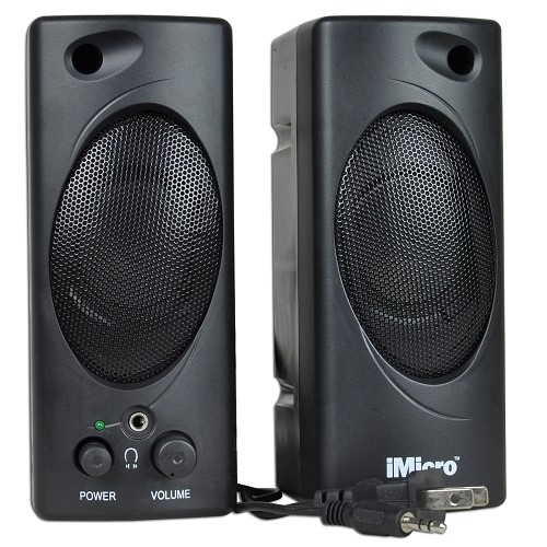 iMicro SP-IMD693 2-Piece 2 Channel Multimedia Speaker System w/Headphone Jack (Black)