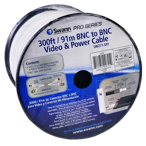 300' Swann SW271-S91 BNC to BNC Video & Power Coax Cable (White)