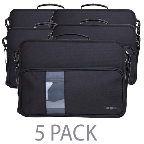 (5-Pack) Targus TKC003 Work-in Polyester Hard-Sided Shell Case for 11.6" Chromebook w/Shoulder Strap (Black)