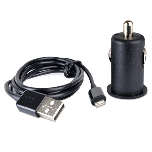 Symtek 2.1A Car Charger w/ 3' MFI Lightning to USB Charge/Sync Cable for iPad