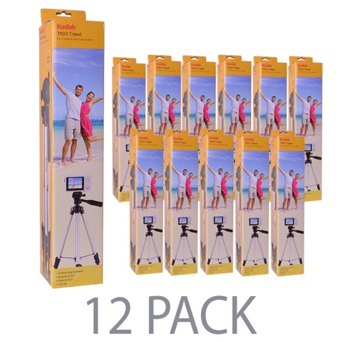 (12-Pack) 50" Kodak TR501 Superior Control Tripod w/3-Way Fluid Pan Head & Bubble Level Indicator (Black)
