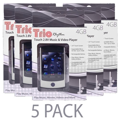 (5-Pack) Trio Rhythm Touch 2.8V 4GB MP3 USB 2.0 Touchscreen Digital Music/Video Player w/Camera & 2.8" LCD (Gunmetal)