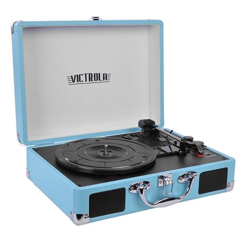 Innovative Technology VSC-550BT Victrola 3-Speed Vintage Bluetooth Suitcase Turntable (Turquoise)