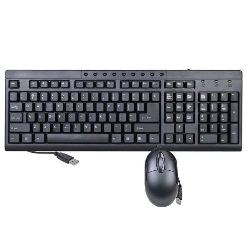 Ark Technology WO-3304 107-Key USB Wired Keyboard & Optical Mouse Combo (Black)