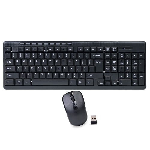 2.4GHz Wireless Multimedia Keyboard & Optical Mouse Combo w/Nano USB Receiver (Black)