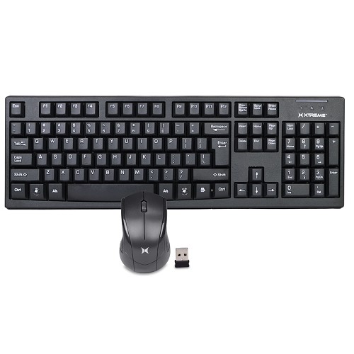 Xtreme XCK2-1001-BLK 2.4GHz Wireless Keyboard & Optical Mouse Combo w/USB Receiver (Black)
