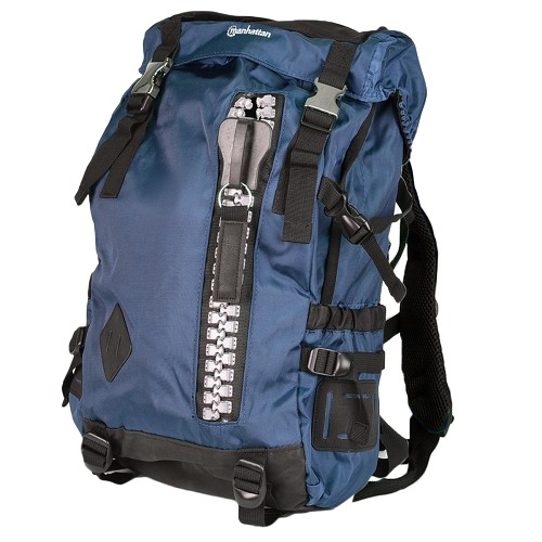 Manhattan 439688 Zippack Heavy-Duty Water-Resistant Nylon/Polyester Backpack - Fits up to 15.6" (Blue/Black)