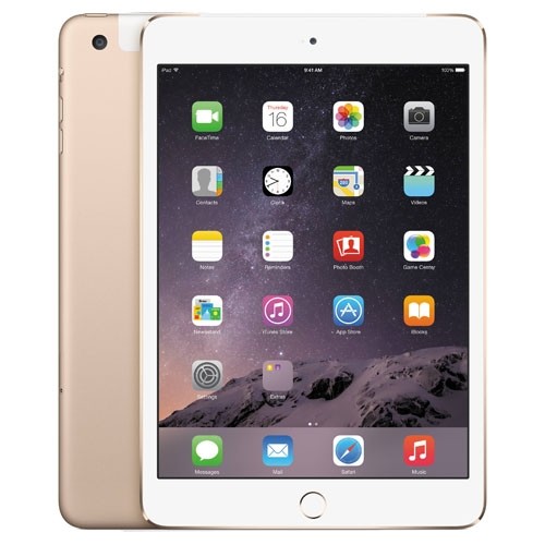 Apple iPad mini 3 with Retina Display & Touch ID Wi-Fi + Cellular 16GB - White & Gold (3rd generation) - B