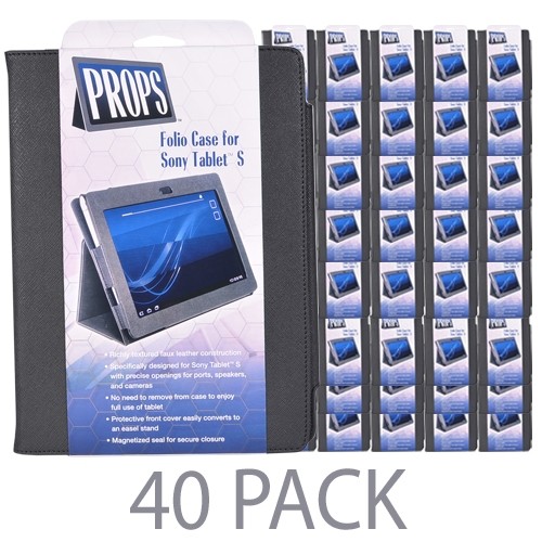 (40-Pack) PC Treasures Props Faux leather Folio Case for Sony Tablet S 9.4" (Black)