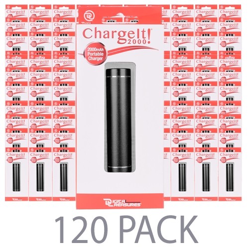(120-Pack) PC Treasures ChargeIt 2000mAh Portable Power Bank w/Micro USB Cable (Black)