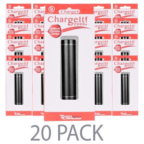 (20-Pack) PC Treasures ChargeIt 2000mAh Portable Power Bank w/Micro USB Cable (Black)