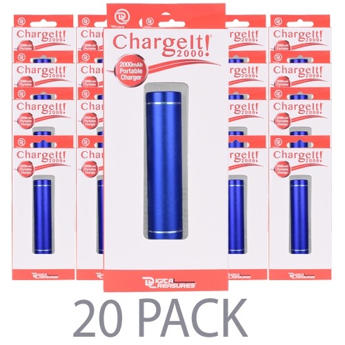 (20-Pack) PC Treasures ChargeIt 2000mAh Portable Power Bank w/Micro USB Cable (Dark Blue)