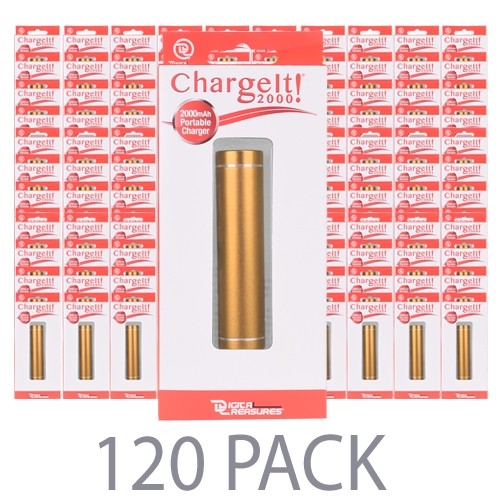 (120-Pack) PC Treasures ChargeIt 2000mAh Portable Power Bank w/Micro USB Cable (Orange Gold)