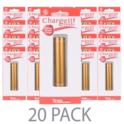 (20-Pack) PC Treasures ChargeIt 2000mAh Portable Power Bank w/Micro USB Cable (Orange Gold)