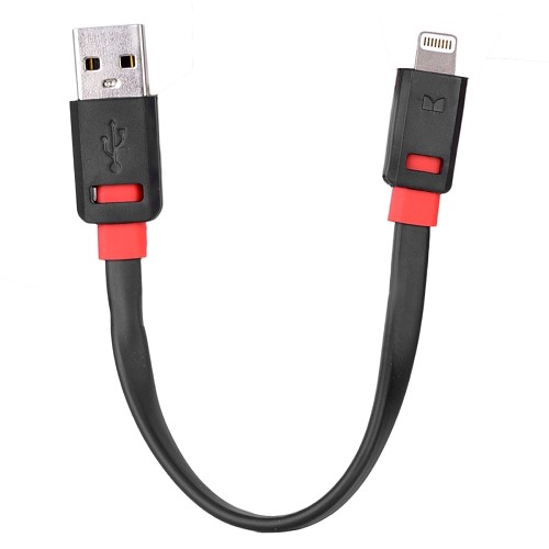 6" Monster iCable Lightning to USB Charge & Sync Flat Cable for iPod/iPhone/iPad w/Duraflex Protective Jacket (Black)