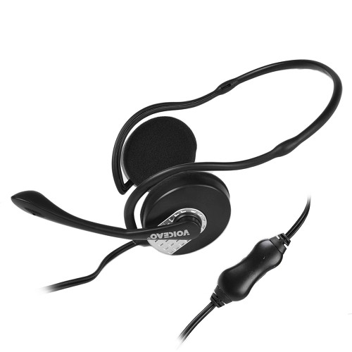 Voiceao 811MU Behind-the-Head Stereo Headphones w/Boom Mic (Black) - Retail Hanging Package