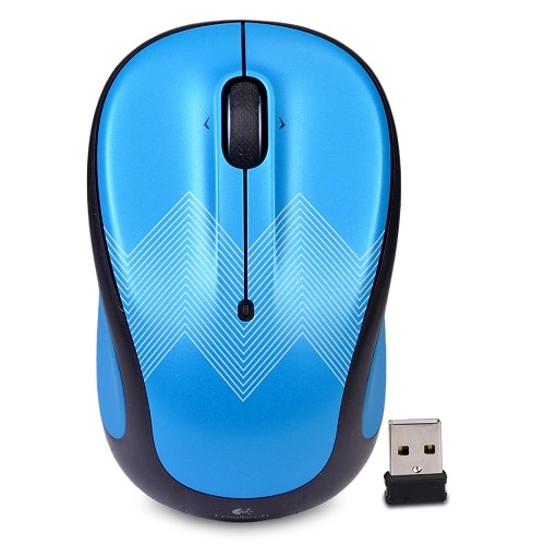 Logitech M325c 3-Button Wireless USB Optical Scroll Mouse w/Tilt Wheel Technology & Nano Transceiver (Teal ZigZag)