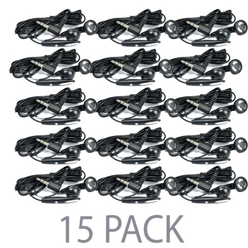 (15-Pack) Stereo Earbuds w/3.5mm Plug (Black)