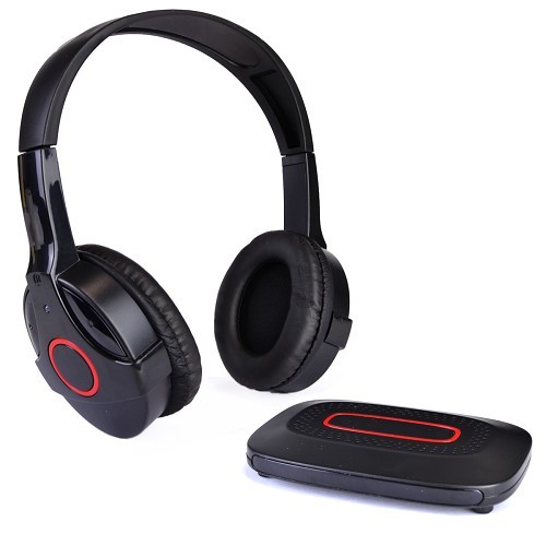 Onn ONA14AA011 Wireless Over-The-Ear Stereo Headphones w/Transmitter/Microphone (Black) - B