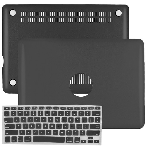 SlickBlue Leatherette Hard Case for 13" MacBook Pro w/Keyboard Cover (Black)