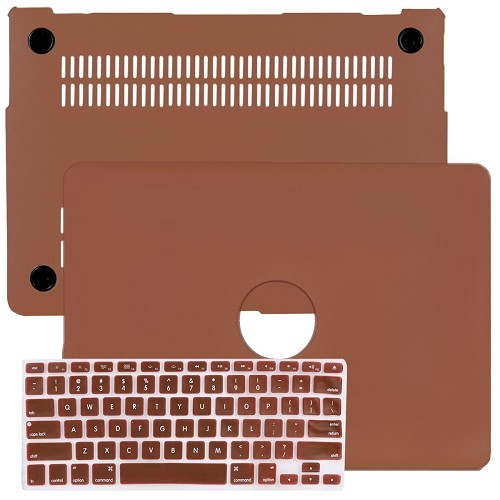 SlickBlue Leatherette Hard Case for 13" MacBook Air w/Keyboard Cover (Brown)