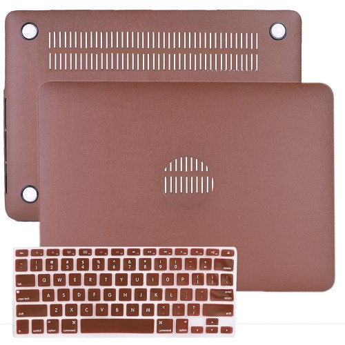SlickBlue Leatherette Hard Case for 13" MacBook Pro Retina w/Keyboard Cover (Brown)