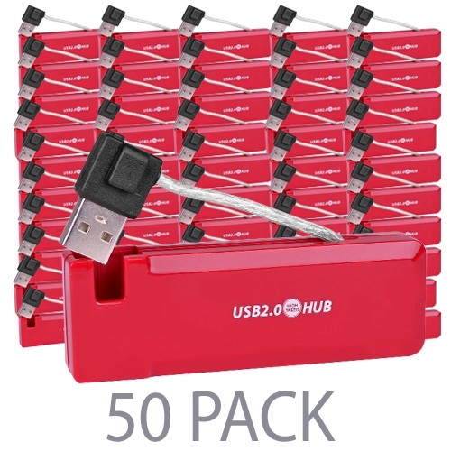 (50-Pack) @.com DCD13100 4-Port USB 2.0 Travel Hub (Red)