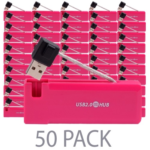 (50-Pack) @.com DCD13101 4-Port USB 2.0 Travel Hub (Pink)
