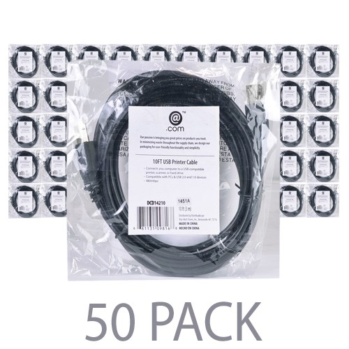 (50-Pack) 10' @.com DCD14210 USB 2.0 A (M) to USB 2.0 Micro-B (M) Cable (Black)