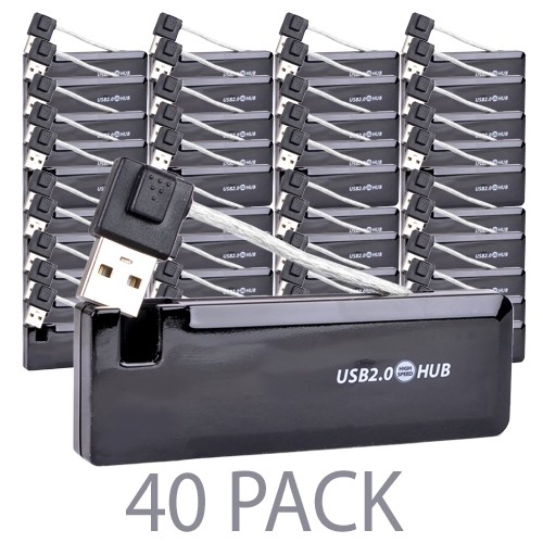 (40-Pack) Onn DCD14214 Slim 4-Port USB 2.0 Hub (Black)