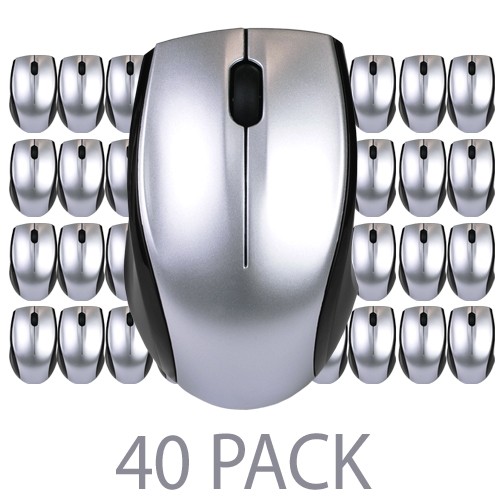(40-Pack) @.com DCD14218 3-Button Compact Wireless USB Optical Scroll Mouse w/Nano USB Receiver (Silver/Black)