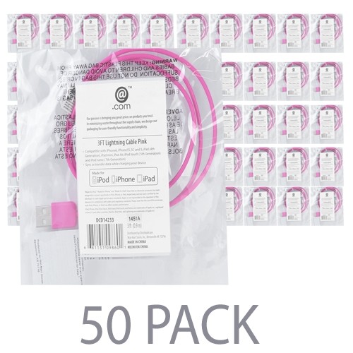(50-Pack) 3' @.com DCD14233 Lightning to USB Charge/Sync Cable - For iPhone 7