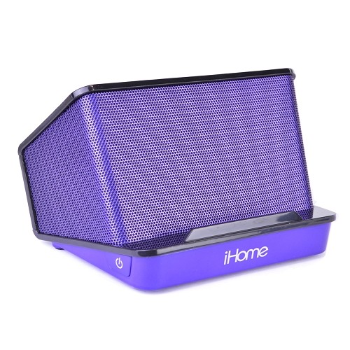 iHome iHM27UC Portable Rechargeable Stereo Speaker System w/3.5mm Auxiliary Jack (Purple) - B