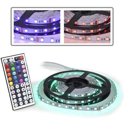 16.5' Logisys LDXRM196C 12V Flexible RGB 150-LED Multi-Color Strip Light Kit w/Remote