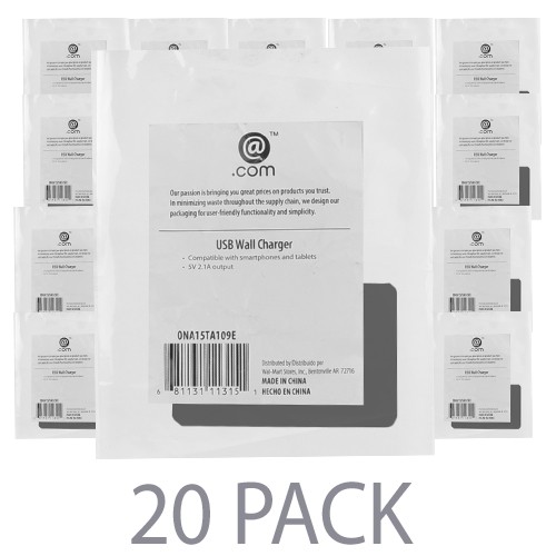 (20-Pack) @.com ONA15TA109E 2.1A Single Port USB Wall Charger (Black)