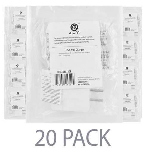 (20-Pack) @.com ONA15TA110E 2.1A Single Port USB Wall Charger (White)