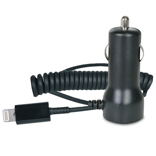 @.com ONA15TA113E 2.1A Car Charger with attached 3' Lightning Cable (Black)