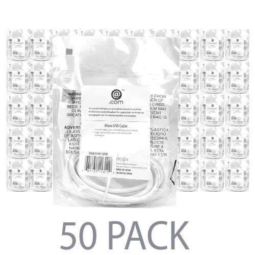 (50-Pack) 6' @.com ONA15WI109E USB 2.0 A (M) to USB 2.0 Micro-B (M) Charge & Sync Cable (White)