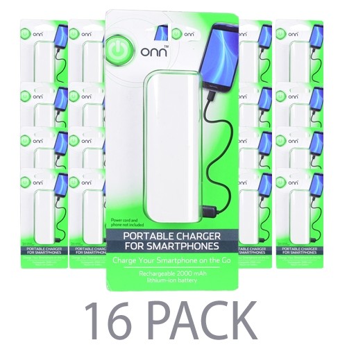 (16-Pack) Onn ONB14WI201 Portable Battery PRO 2000mAh Power Bank (Green/White)