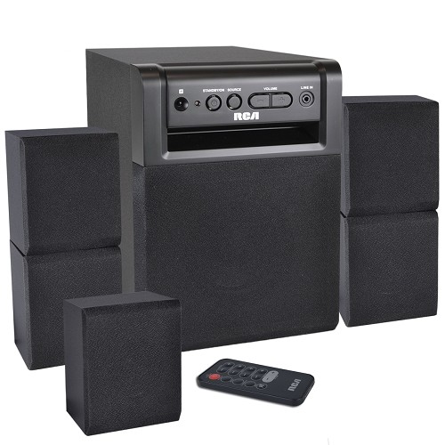RCA RT151 5.1-Channel 80W Surround Sound Home Theater System w/Subwoofer & Remote (Black) - B