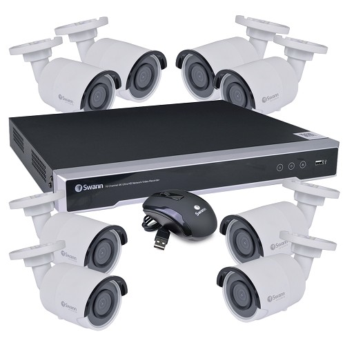 Swann SWNVK-168008 16-Channel Ultra HD 4K 4TB NVR Security System w/8 Ultra HD 4K Infrared Weatherproof Cameras