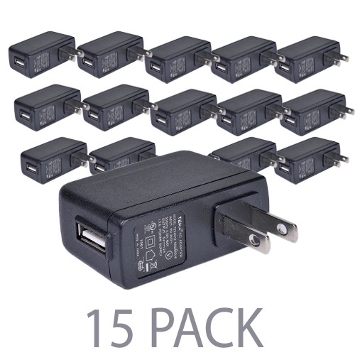 (15-Pack) Teka TEKA012-0502000UK 2.0A Single Port USB Wall Charger (Black)