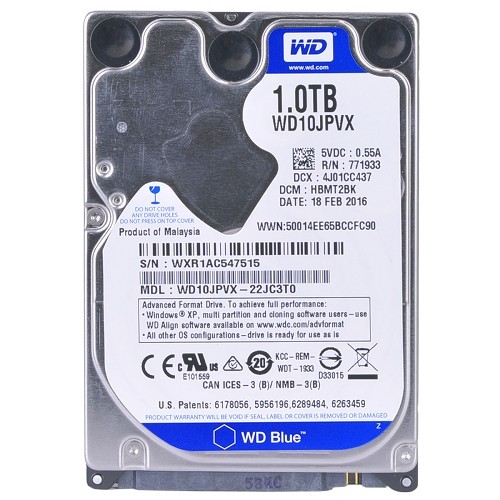 Western Digital Blue 1 Terabyte (1TB) SATA/600 5400RPM 8MB 2.5" Hard Drive